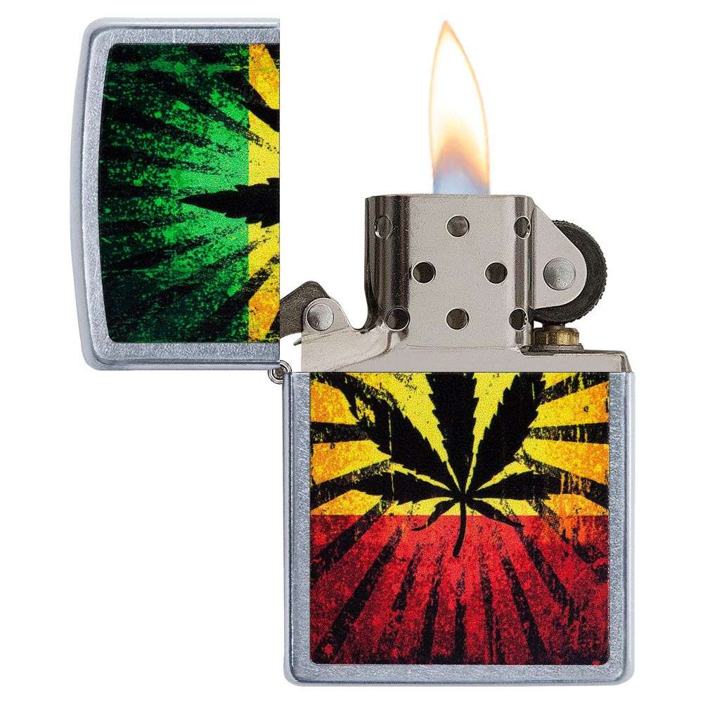 Zippo Benzinfeuerzeug Rastafari Leaf Design