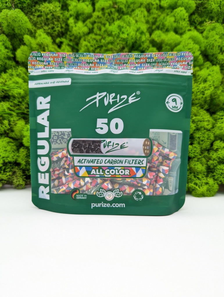 PURIZE Aktivkohlefilter Regular Size 9mm, 50er Packung