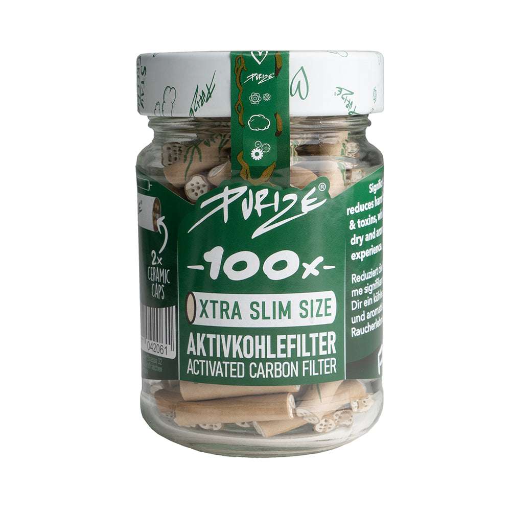 PURIZE Aktivkohlefilter 100 XTRA Slim Size (ø 5,9 mm); 100er Glas