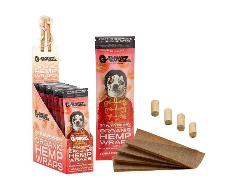 G-ROLLZ "Strawberry Flavoured" Hemp Wraps + Corn Husk Tips