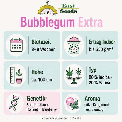 Bubblegum Extra Samen - Feminisiert Sorteninformation