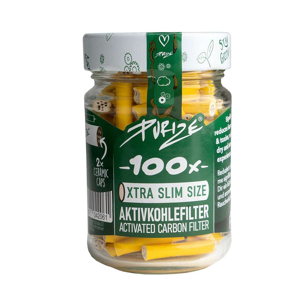 PURIZE Aktivkohlefilter 100 XTRA Slim Size (ø 5,9 mm); 100er Glas