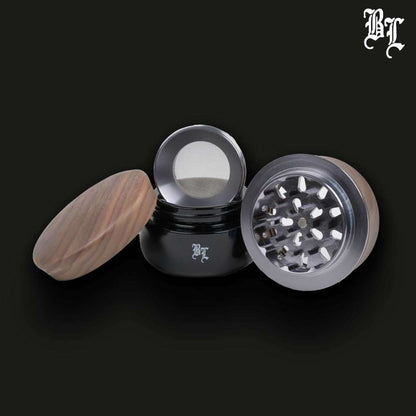 Black Leaf Holz-Grinder 4-tlg. mit Violettglas