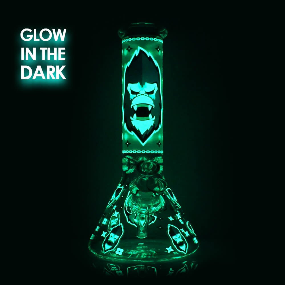 Glow in the Dark - Gorilla Triple Thick Glasbong