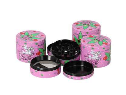 Aluminium Grinder "Bunny" Pink - 4-tlg