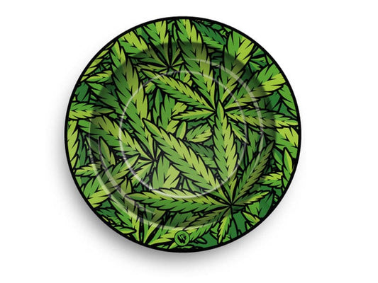 Aschenbecher "Leaves #33 Green" aus Metall, Ø 14 cm